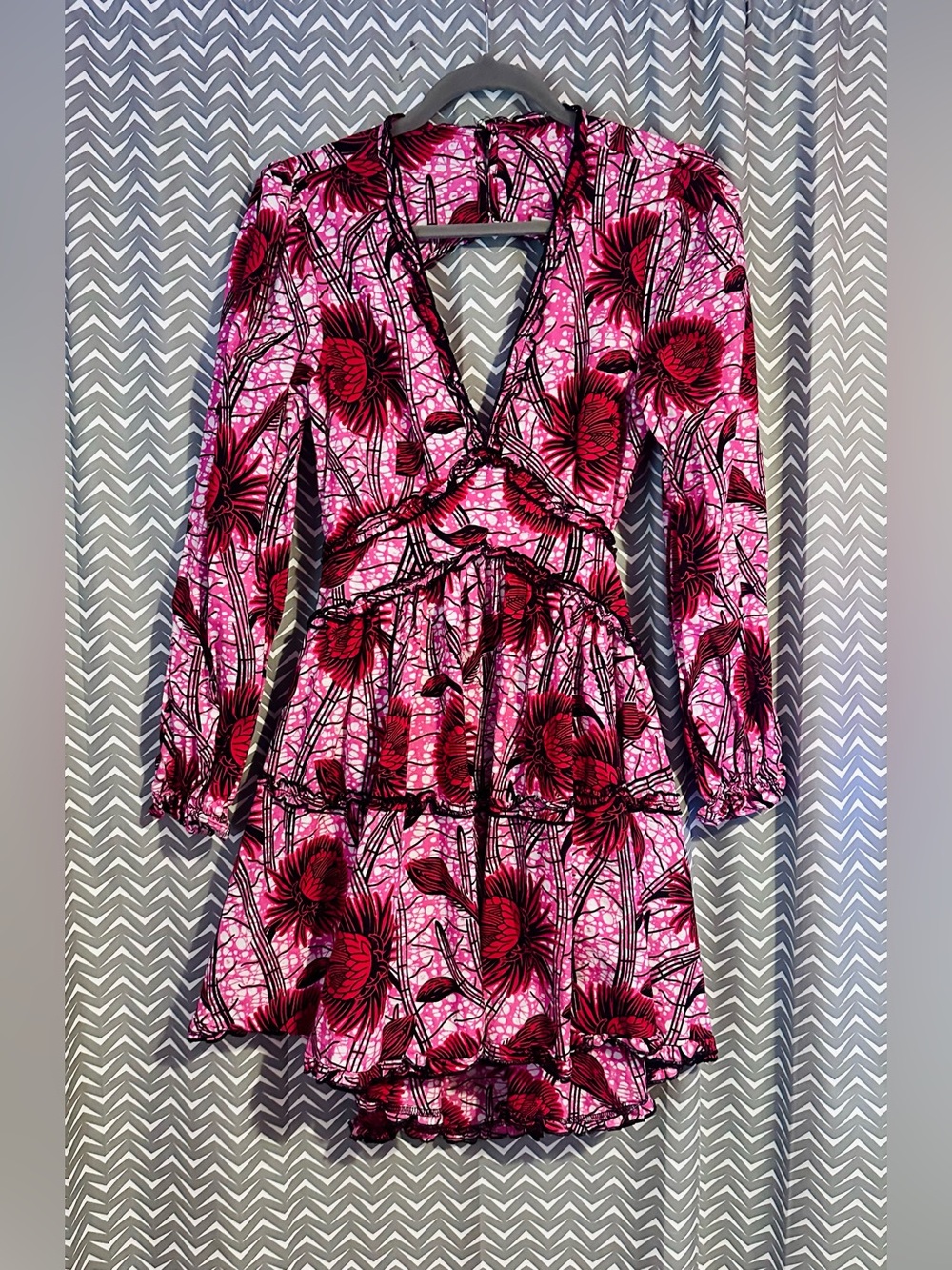 Kawesii | Floral Print Pink Afreya Brunch Mini Dress, Medium